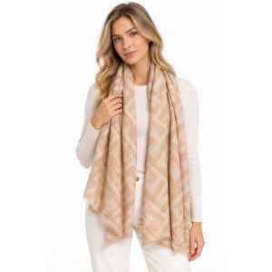 TH MONOGRAM SCARF PEBBLE/SOFT CREAM