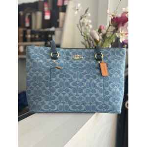 COACH SIG STATION DENIM TOTE