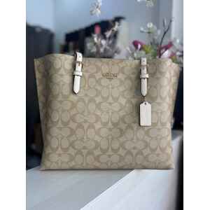 COACH SIG MOLLIE TOTE LIGHT KHAKI/ CHALK