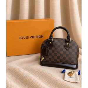 PRE-OWNED LOUIS VUITTON ALMA BB DAMIER EBENE