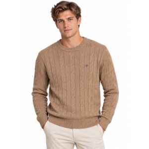 GANT LAMBSWOOL CABLE C-NECK KHAKI
