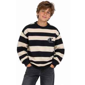 CK STRIPED TOP BLACK/CREAM