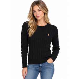 US POLO CREW CABLE SWEATER BLACK