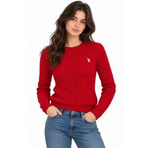 US POLO CREW CABLE SWEATER RED