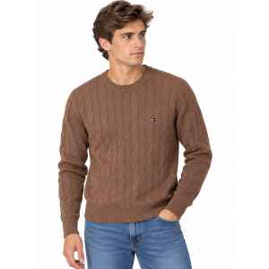 TH CLASSIC COTTON CABLEKNIT  SWEATER KHAKI