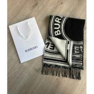 BURBERRY ROUNDEL WOOL JACQUARD SCARF BLACK/GREY