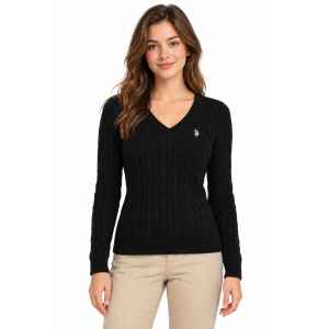 US POLO CABLEKNIT SWEATER BLACK