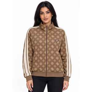 GUESS LOGO ZIP UP BROWN
