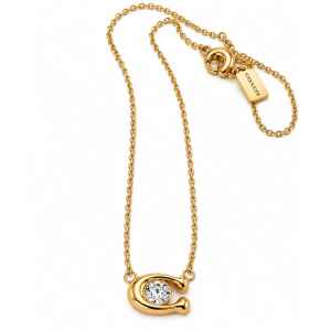 COACH LOGO PENDANT CRYSTAL EMBELLISHED NECKLACE