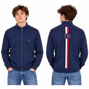 TOMMY HILFIGER ICONIC ZIP THROUGH SWEATER NAVY