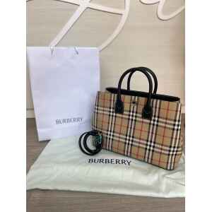 BURBERRY MEDIUM BERMONDSEY CHECK ARCHIVE BEIGE
