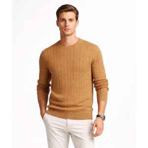 TH  CABLE KNIT ROUND NECK KHAKI