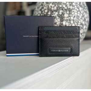 TH MONOGRAM CARD HOLDER BLACK