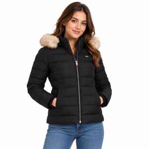 TJW BASIC HOODED DOWN JACKET BLACK